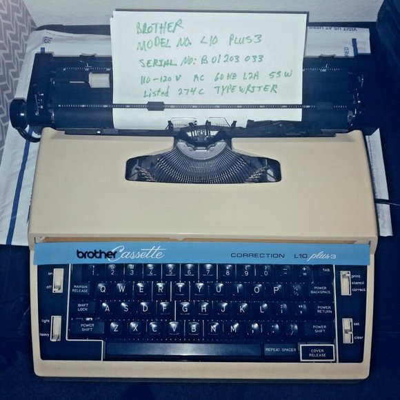 BROTHER CASSETTE CORRECTION L10 PLUS 3 ELECTRIC TYPEWRITER.Came out in the la